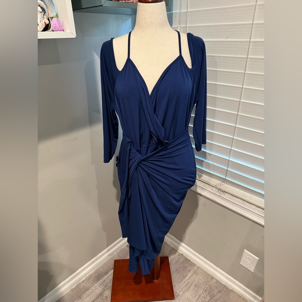 ASOS Plus Faux‎ Wrap Off Shoulder Dress